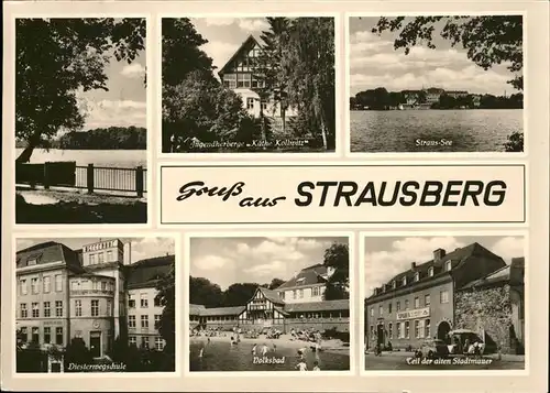 Strausberg Brandenburg Straus See JHB Kaethe Kollwitz Diesterwegschule Volksbad Kat. Strausberg