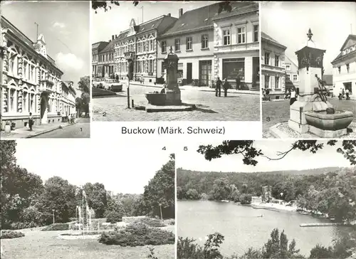 Buckow Maerkische Schweiz Rathaus Brunnen Markt Schermuetzelsee Kat. Buckow Maerkische Schweiz