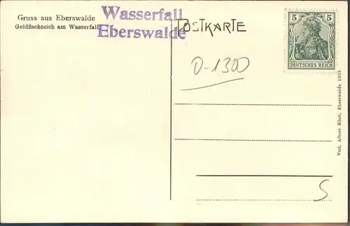 Eberswalde Goldfischteil am Wasserfall Kat. Eberswalde