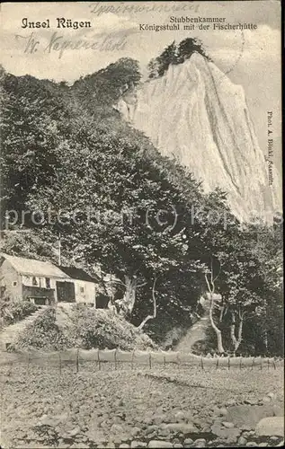 Stubbenkammer Ruegen Koenigsstuhl mit Fischerhuette Kreidefelsen Kat. Sassnitz