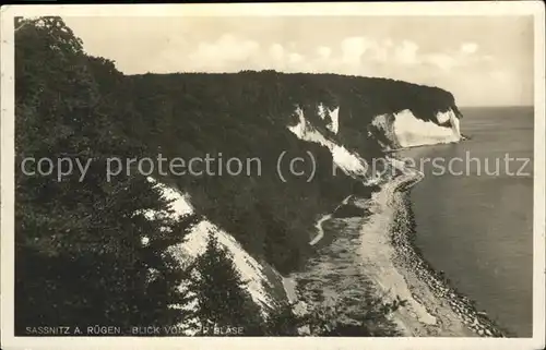 Sassnitz Ostseebad Ruegen Blick von der Blaese Strand Kreidefelsen Steilkueste Kat. Sassnitz