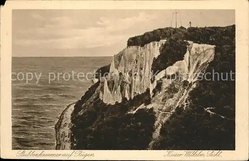 Stubbenkammer Ruegen Koenigsstuhl Kreidefelsen Aussichtsplattform Steilkueste Kaiser Wilhelm Sicht mit Signalstation Kat. Sassnitz