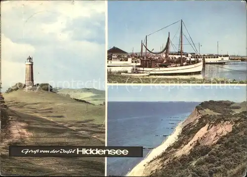 Insel Hiddensee Leuchtturm Hafen Fischerboot Steilkueste Strand Kat. Insel Hiddensee