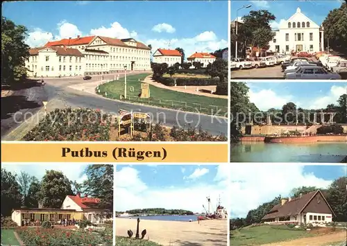 Putbus Ruegen Ernst Thaelmann Platz KG Rosencafe Hafen Lauterbach Theater Pergola Schwanenteich HOG Jaegerhuette Kat. Putbus