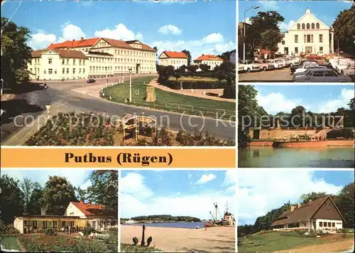 Putbus Ruegen Ernst Thaelmann Platz KG Rosencafe Hafen Lauterbach Theater Pergola Schwanenteich HOG Jaegerhuette Kat. Putbus