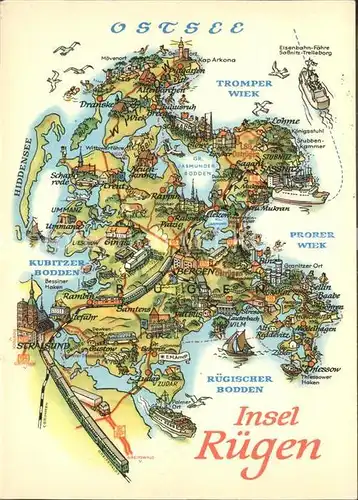 Insel Ruegen uebersichtskarte Kat. Bergen