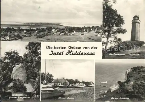 Insel Hiddensee Panorama Leuchtturm Dornbusch Grabstaette Gerhart Hauptmann Kloster Hafen Steilkueste Kat. Insel Hiddensee