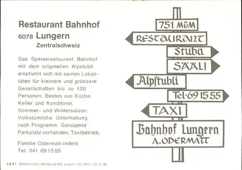 Lungern Restaurant Bahnhof Details Kat. Lungern