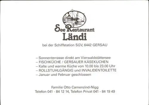 Gersau Vierwaldstaettersee See Restaurant Laendi Details /  /