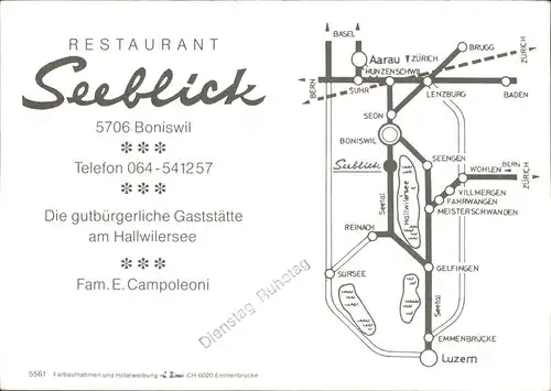 Boniswil Restaurant Seeblick Details Kat. Boniswil