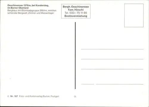 Oeschinensee Berghaus mit Alpenpanorama Kat. Oeschinenhorn