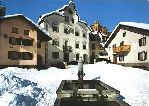 Scuol Dorfplatz Brunnen Kat. Scuol