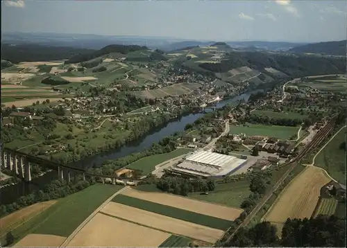 Eglisau Panorama und Mineralquelle Fliegeraufnahme Kat. Eglisau