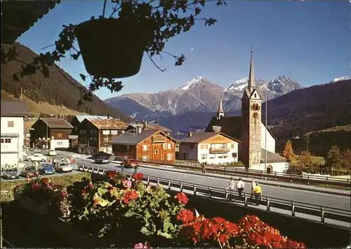 Sedrun Ortsblick mit Kirche Kat. Sedrun