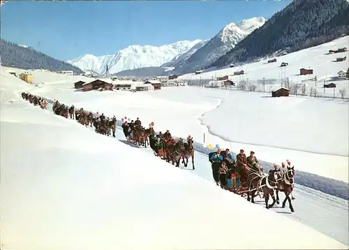 Davos GR Pferdeschlittenfahrt Rhaetikonkette und Seehorn Kat. Davos