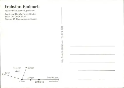 Embrach Restaurant Frohsinn Seldwyler Dorfmusik Gastraeume Kat. Embrach