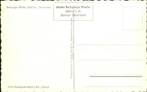 Schynige Platte Hotel Thunersee Kat. Schynige Platte