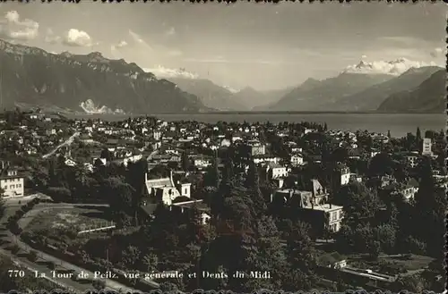 La Tour de Peilz Vue generale et Dents du Midi Kat. La Tour de Peilz