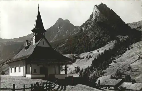 Kiental Kapelle mit Aermighorn und Bachfluh Kat. Kiental