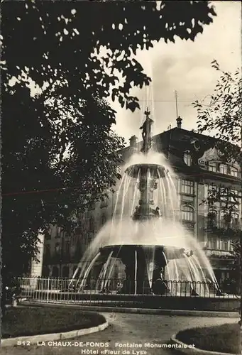 La Chaux de Fonds Fontaine Monumentale et Hotel Fleur de Lys Kat. La Chaux de Fonds