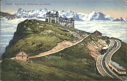 Rigi Kulm Kulmhotel Bahn Nebelmeer Alpen Kat. Rigi Kulm