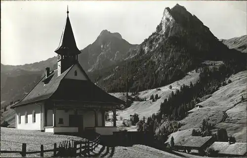 Kiental Kapelle mit Aermighorn und Bachfluh Kat. Kiental