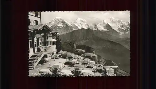 Schynige Platte Terrasse mit Blick auf Eiger Moench Jungfrau Kat. Schynige Platte