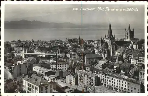 Lausanne VD Pont Bessieres et cathedrale / Lausanne /Bz. Lausanne City