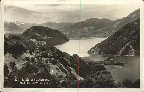 Stansstad Blick auf Ort und Berner Alpen Kat. Stansstad