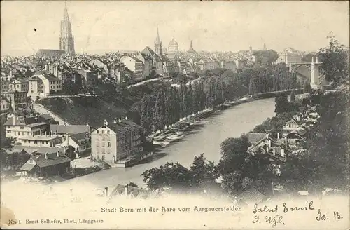 Bern BE mit der Aare vom Aargauerstalden Kat. Bern