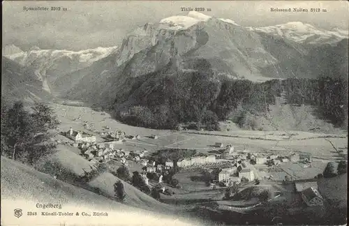 Engelberg OW Ortsansicht mit Alpen Panorama Kat. Engelberg
