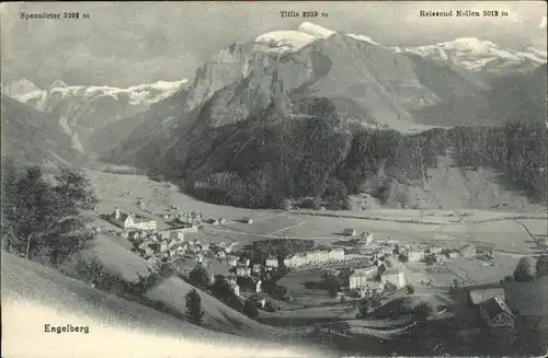 Engelberg OW Ortsansicht mit Alpen Panorama Kat. Engelberg