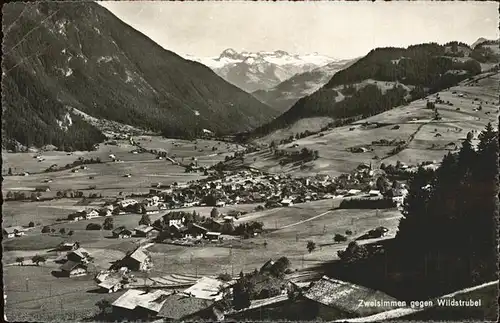 Zweisimmen Panorama mit Wildstrubel Kat. Zweisimmen