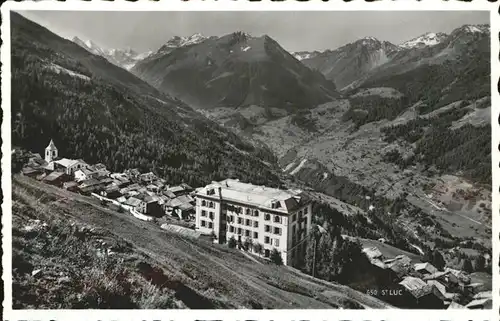 St Luc Ortsblick mit Alpen Panorama Kat. St Luc