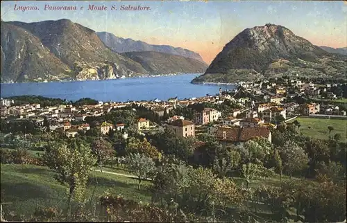 Lugano TI Panorama e Monte San Salvatore Lago Kat. Lugano