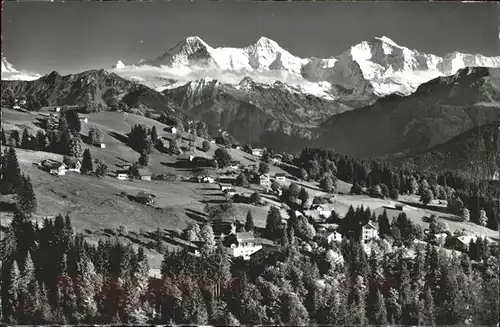 Waldegg Interlaken Panorama mit Finsteraarhorn Eiger Moench Jungfrau Berner Alpen Kat. Waldegg