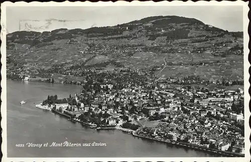 Vevey VD et Mont Pelerin Lac Leman vue d avion Kat. Vevey