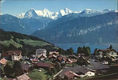 Beatenberg Thunersee Schreckhorn Finsteraarhorn Eiger Moench Jungfrau Berner Alpen Kat. Beatenberg