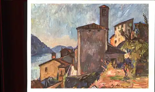 Gandria Lago di Lugano Chiesa Kuenstlerkarte Fritz Meijer Kat. Gandria