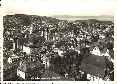 St Gallen SG Blick ueber die Stadt Kirche Bodensee Kat. St Gallen