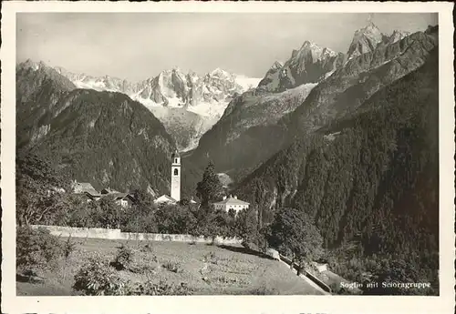 Soglio Panorama mit Scioragruppe Kat. Soglio