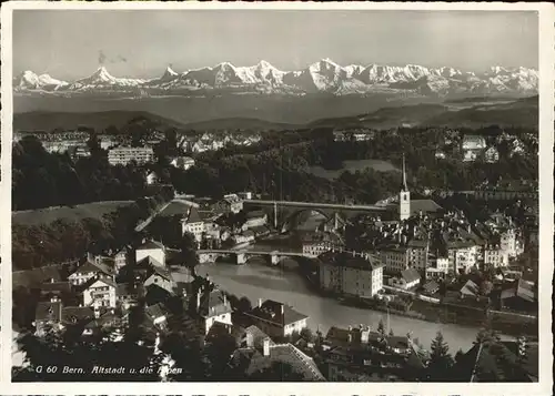 Bern BE Aare Bruecke Alpenpanorama Kat. Bern