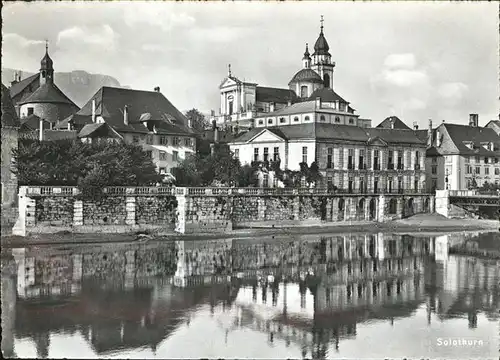 Solothurn Blick vom Aare Ufer Kathedrale Kat. Solothurn