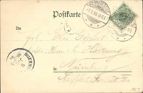 Wernigerode Harz Gruss von der Steinernen Renne / Wernigerode /Harz LKR