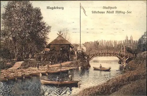 Magdeburg Stadtpark Faehrhaus Adolf Mittag See Boot Bruecke / Magdeburg /Magdeburg Stadtkreis