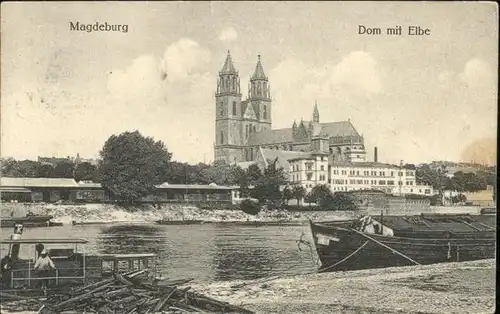 Magdeburg Dom Elbe Schiff / Magdeburg /Magdeburg Stadtkreis