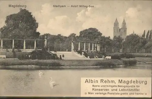 Magdeburg Stadtpark Adolf Mittag See Albin Rehm Schwan / Magdeburg /Magdeburg Stadtkreis