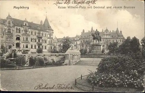 Magdeburg Kaiser Wilhelm Platz Denkmal Brunnen / Magdeburg /Magdeburg Stadtkreis