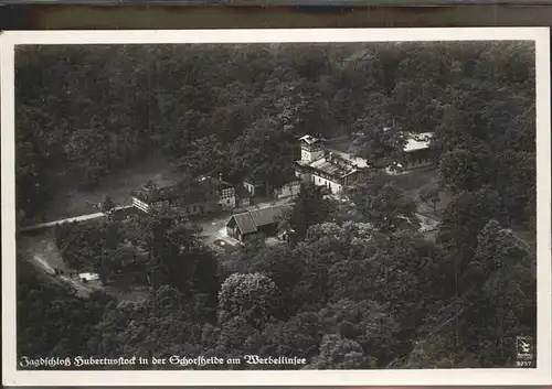 Eichhorst Eberswalde Jagdschloss Hubertusstock am Werbellinsee Fliegeraufnahme Kat. Schorfheide