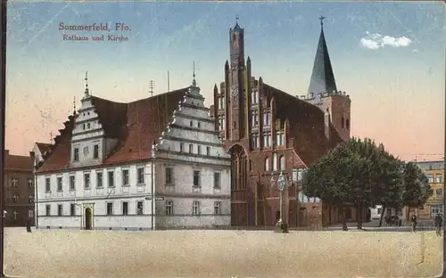 Sommerfeld Lubsko Rathaus und Kirche Feldpost / Lubsko /Zary